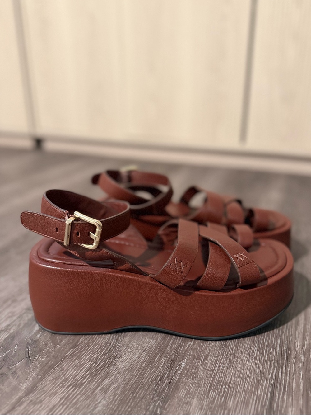 Free People Hazel Flatform - Platform Sandal Wedge Chunky Leather Boho Chic - Picture 6 of 8